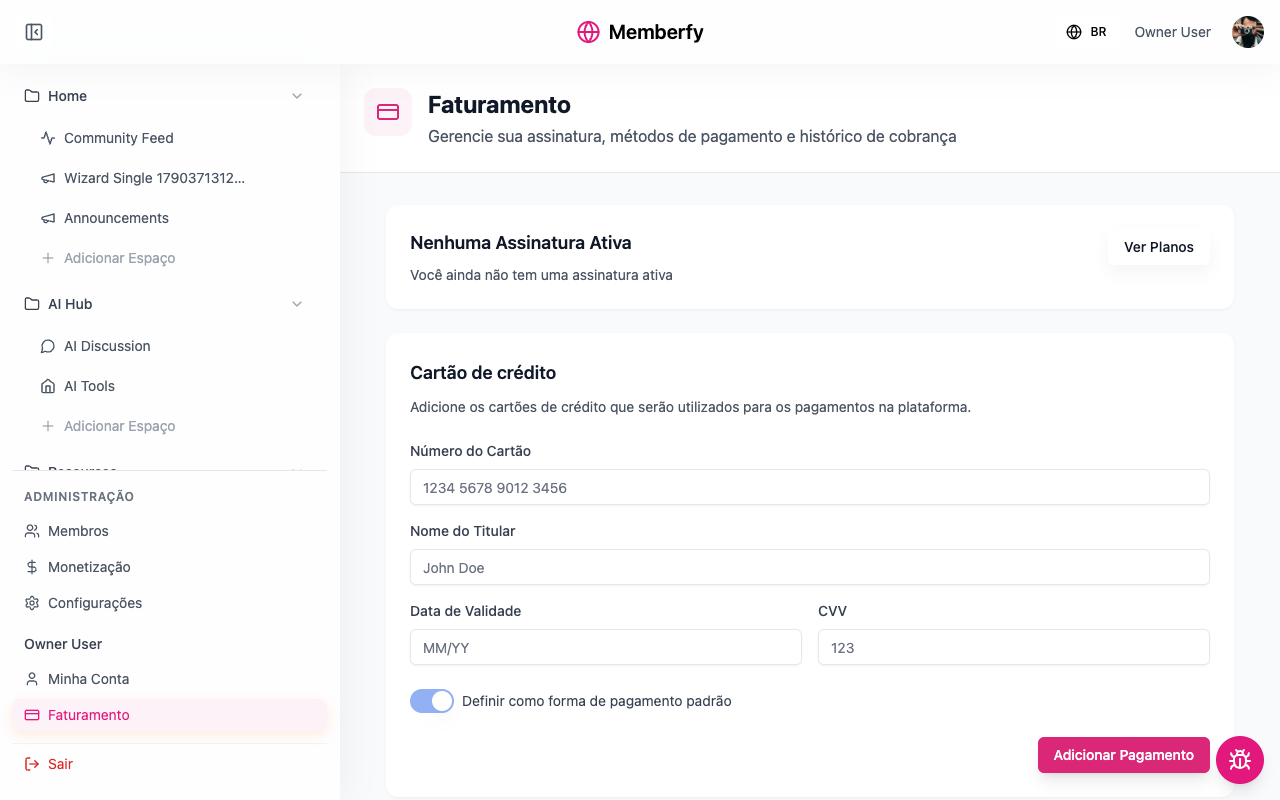 La pagina Fatturazione